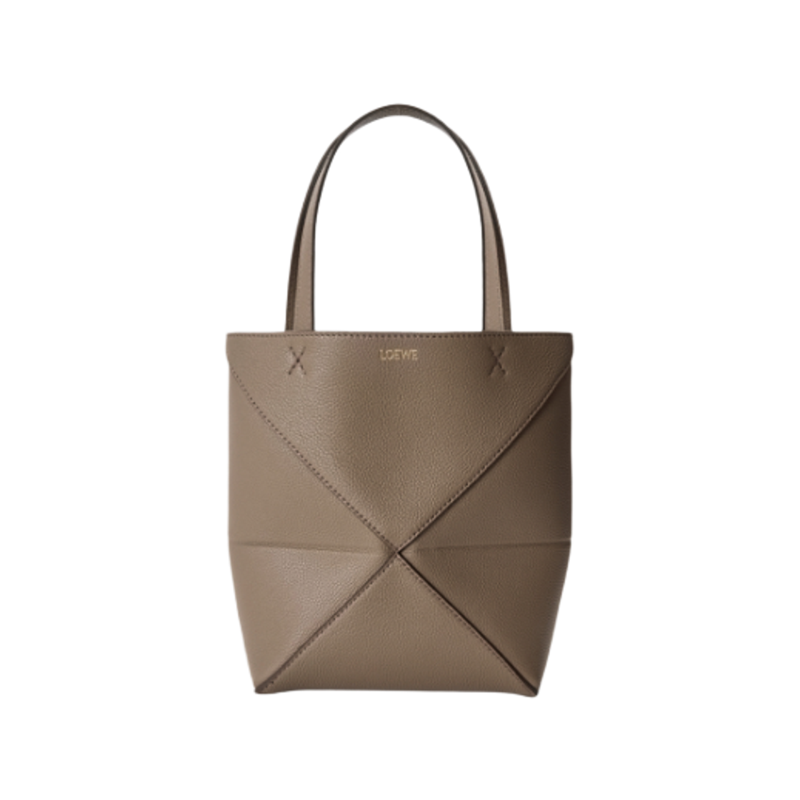 A779V25X19-3170 Loewe Mini Puzzle Fold Tote Bag in Soft Grained Calfskin Taupe
