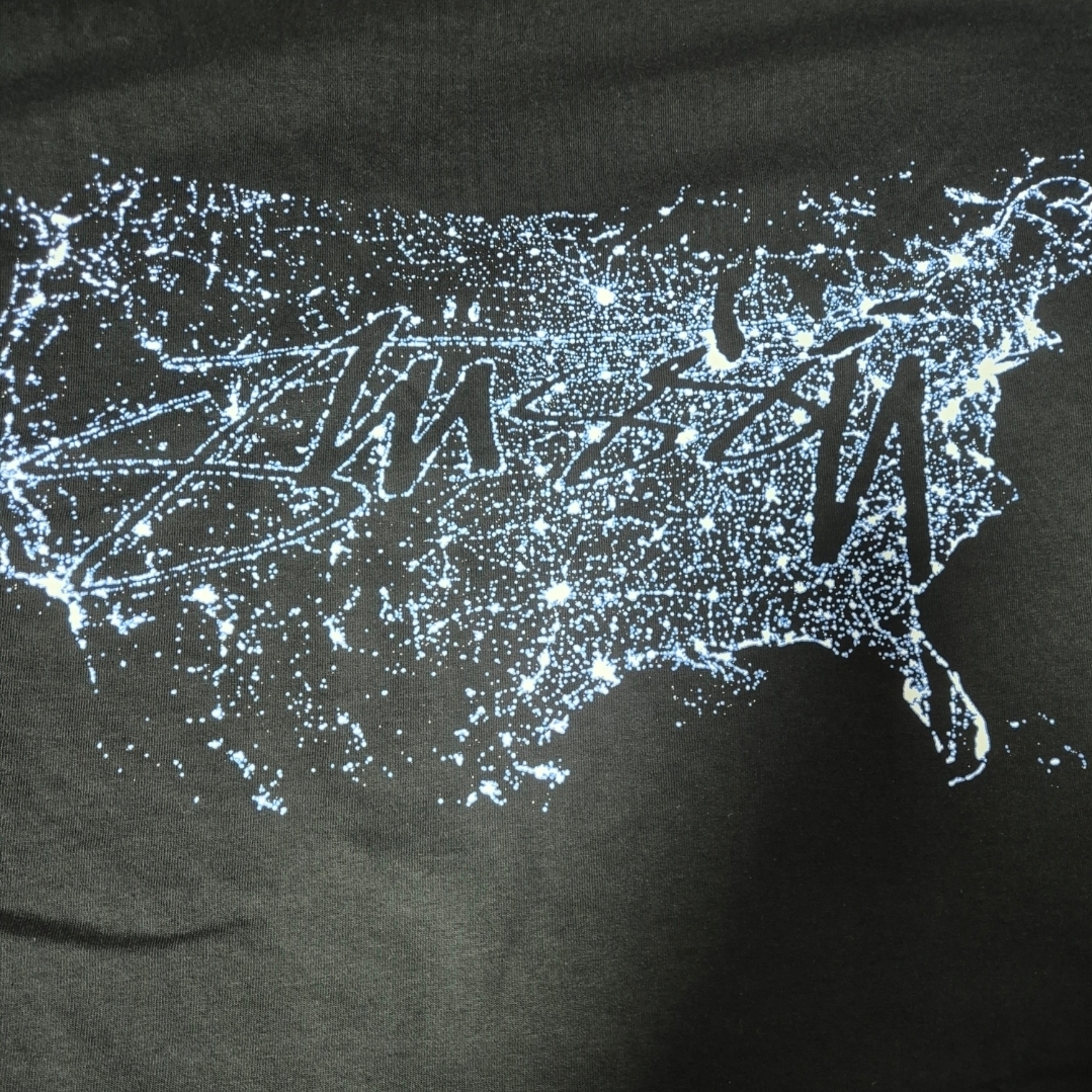 Stussy Night Lights T-Shirt Black 착용 스타일 - 1