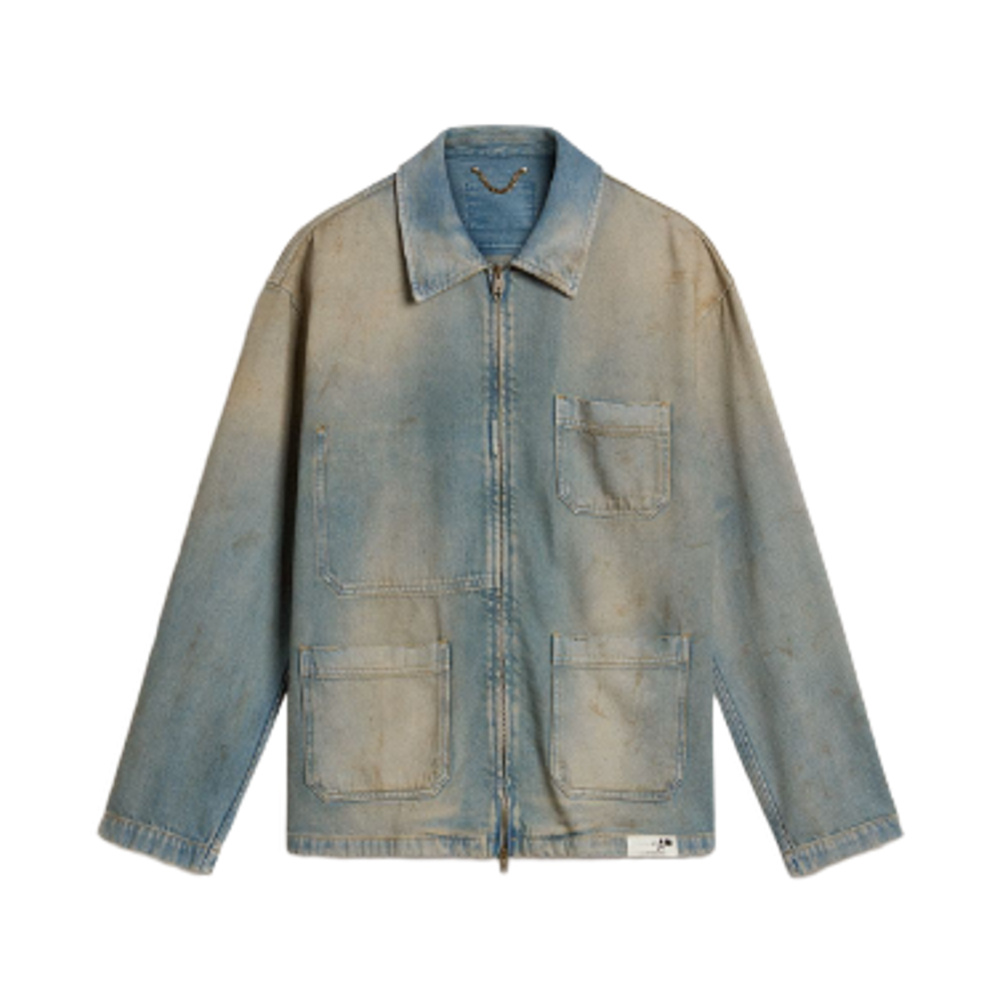 GMP01941-P002082-50491 Golden Goose Zip Distressed Effect Denim Jacket Blue