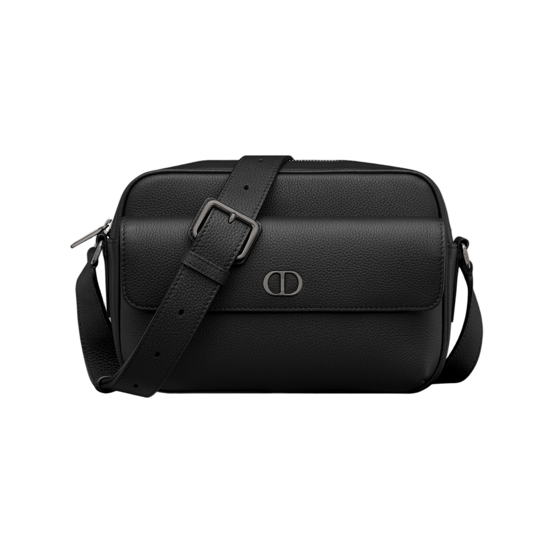 1ICPO378ICO-H00N Dior CD Icon Zip Strap Bag Matte Grained Calfskin Black