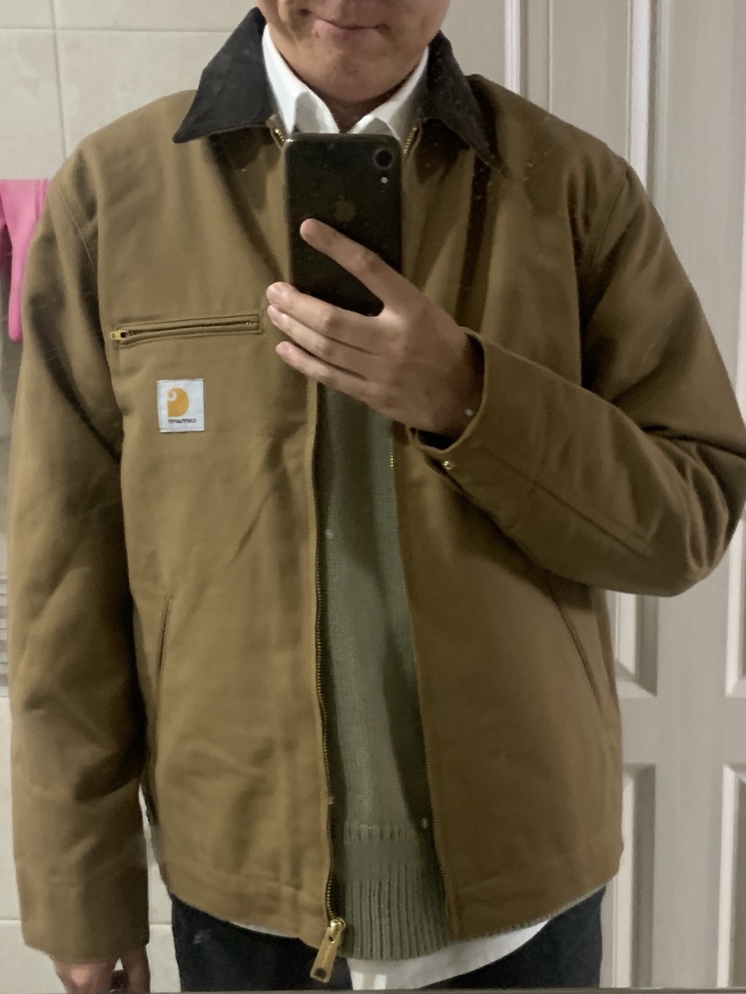 Carhartt WIP Detroit Jacket Hamilton Brown Tobacco 착용 스타일