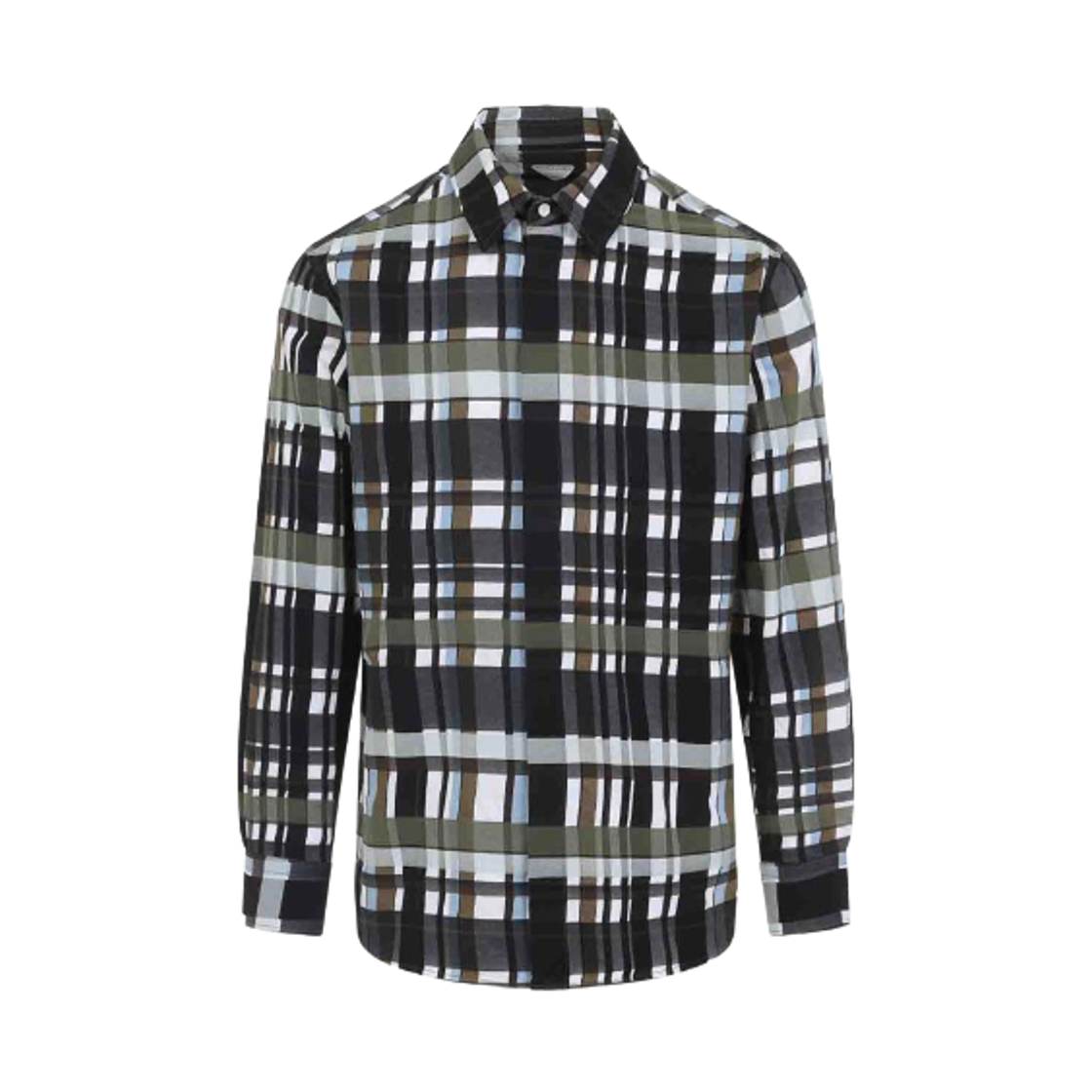 821368V5PN01012 Bottega Veneta Cotton Check Shirt Black Green