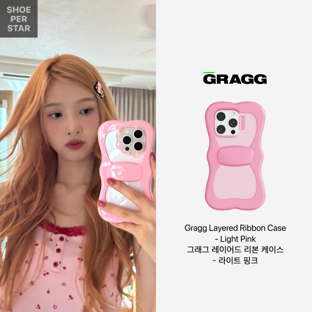 Gragg Layered Ribbon Case - Light Pink 착용 스타일 - 2