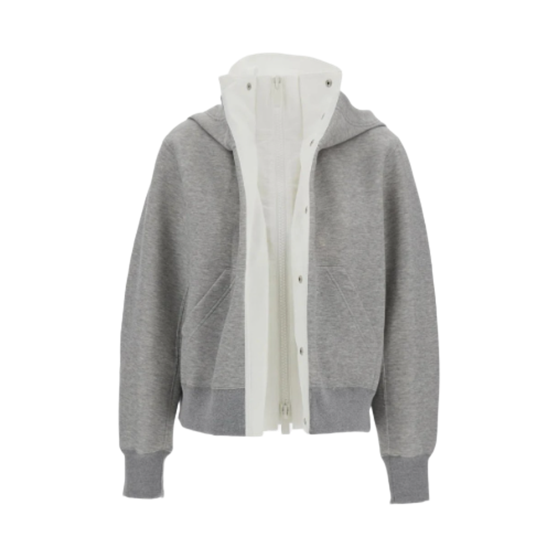 (W) 사카이 후드 스웨트셔츠 봄버 자켓 그레이((W) Sacai Hooded Sweatshirt Bomber Jacket Grey)