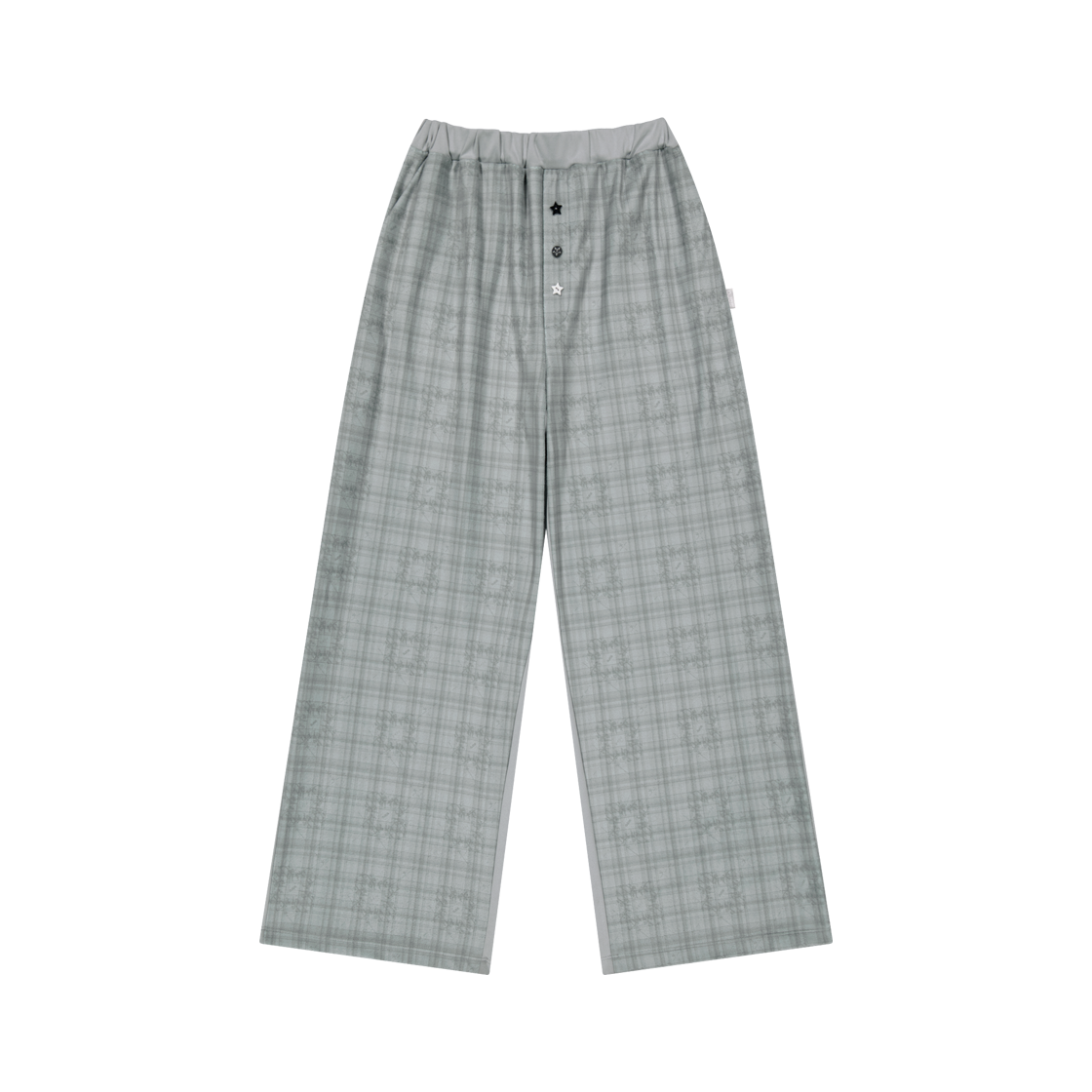 OJ25FWPT004GR OJOS Check Sleep Jersey Pants Grey