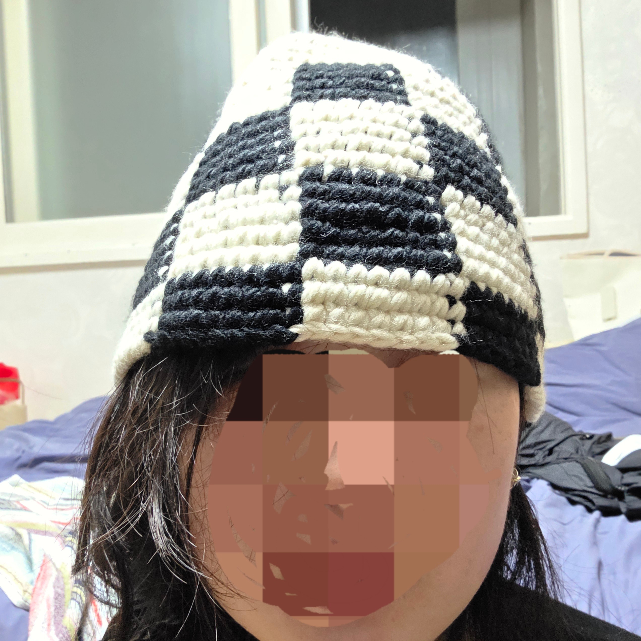 Stussy Checker Knit Bucket Hat Black 착용 스타일