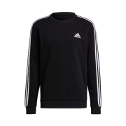 Adidas Essentials Fleece 3-Stripes Sweatshirt Black White - US Sizing