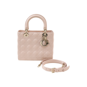 Dior Lady Bag Medium Lambskin Light Pink with Gold Hardware