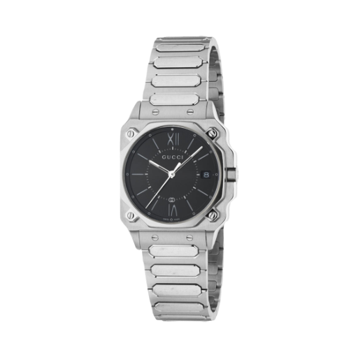 구찌 G 플랫 쿼츠 30mm 스테인리스 스틸 블랙(Gucci G Flat Quartz 30mm Stainless Steel Black)