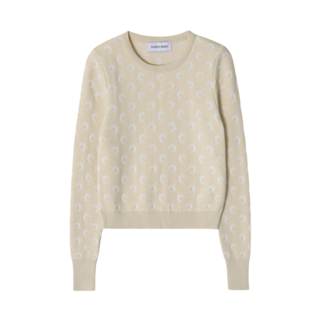 (W) 마린 세르 문 로고 니트 핏티드 스웨터 베이지((W) Marine Serre Moon Logo Knit Fitted Sweater Beige)