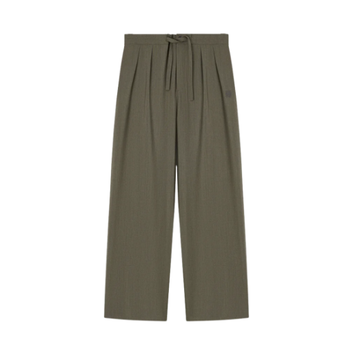 H526Y04WH5-4160 Loewe Wool Drawstring Trousers Khaki Green