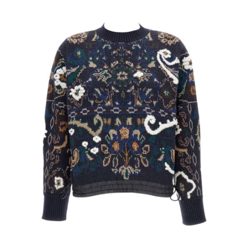25-07985-201 Sacai Floral Jacquard Pullover Navy