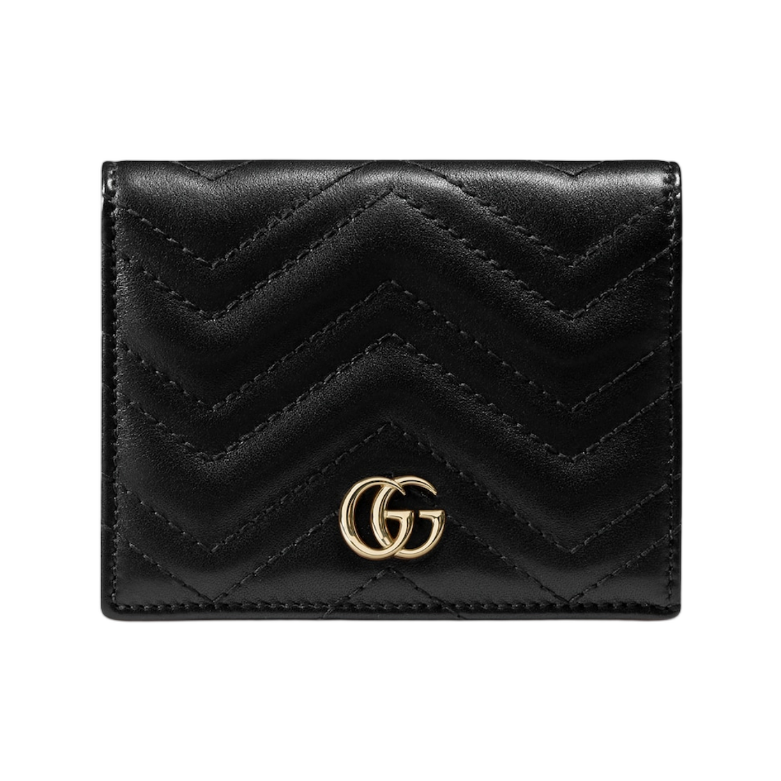466492-AAET8-1000 Gucci GG Marmont Card Case Wallet Black