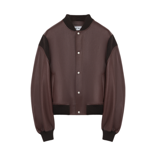 H526Y34L67-3270 Loewe Nappa Lambskin Bomber Jacket Chocolate Brown