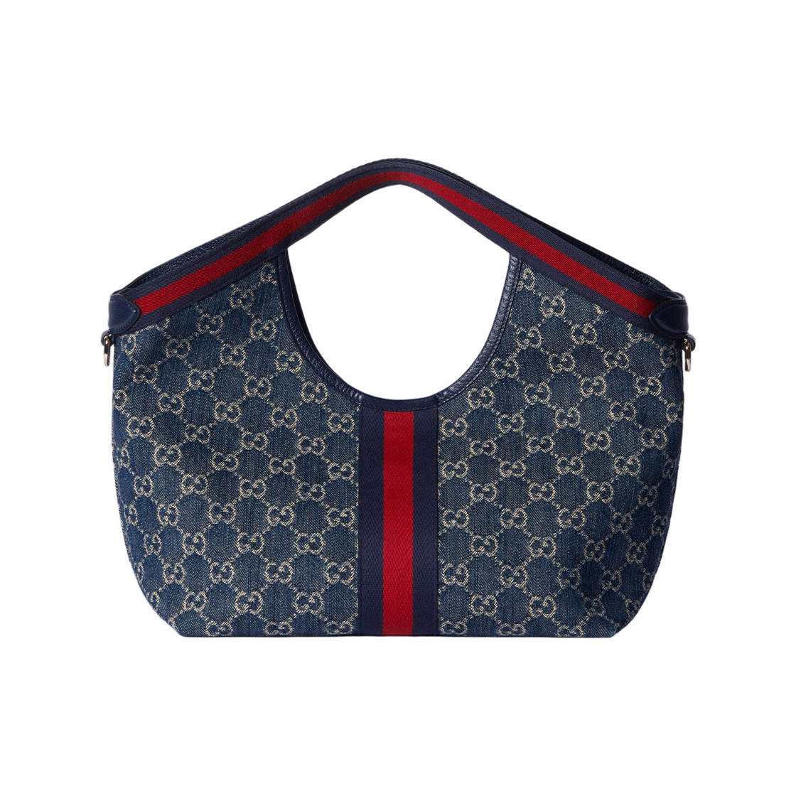 구찌 질리오 스몰 토트백 블루 화이트 데님(Gucci Giglio Small Tote Bag Blue White Denim) - 3