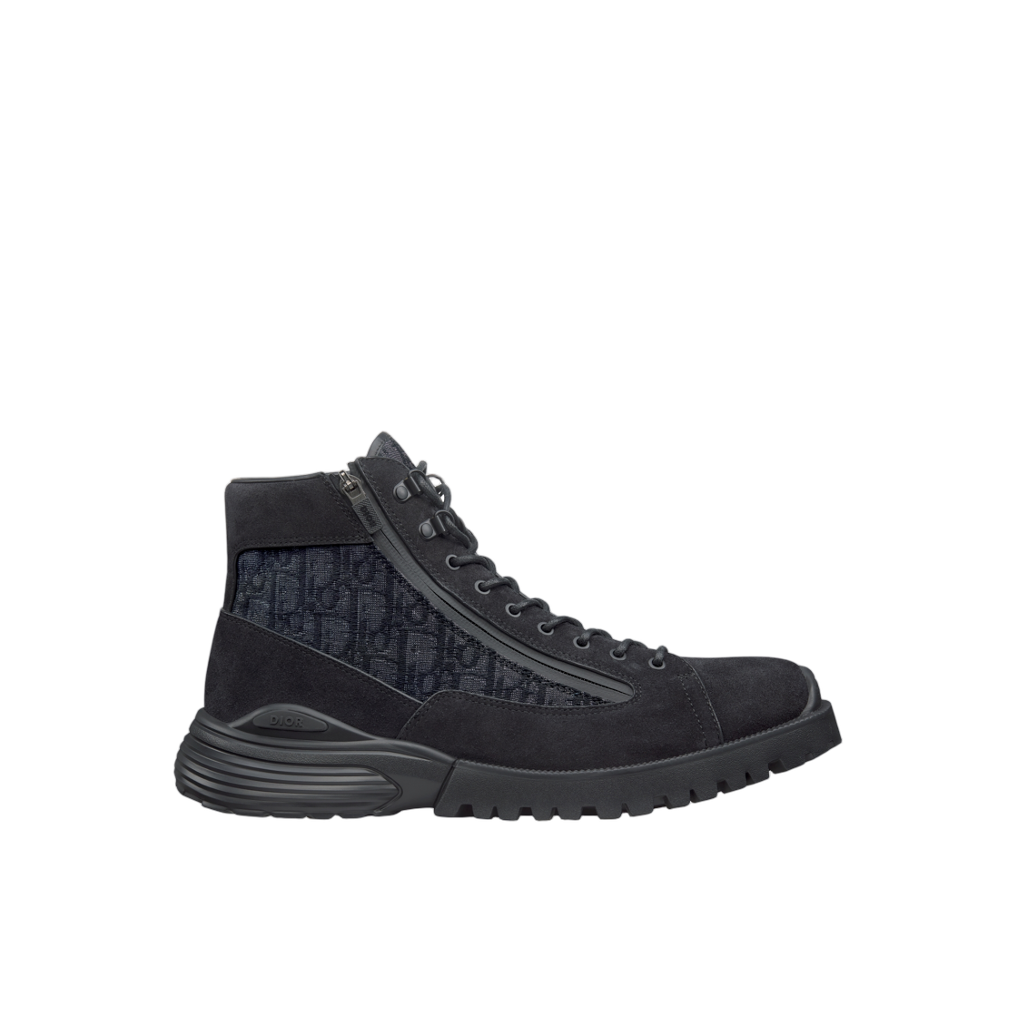 3BO337ZYH-H969 Dior Combat Ankle Boots Suede And Dior Oblique Jacquard Black
