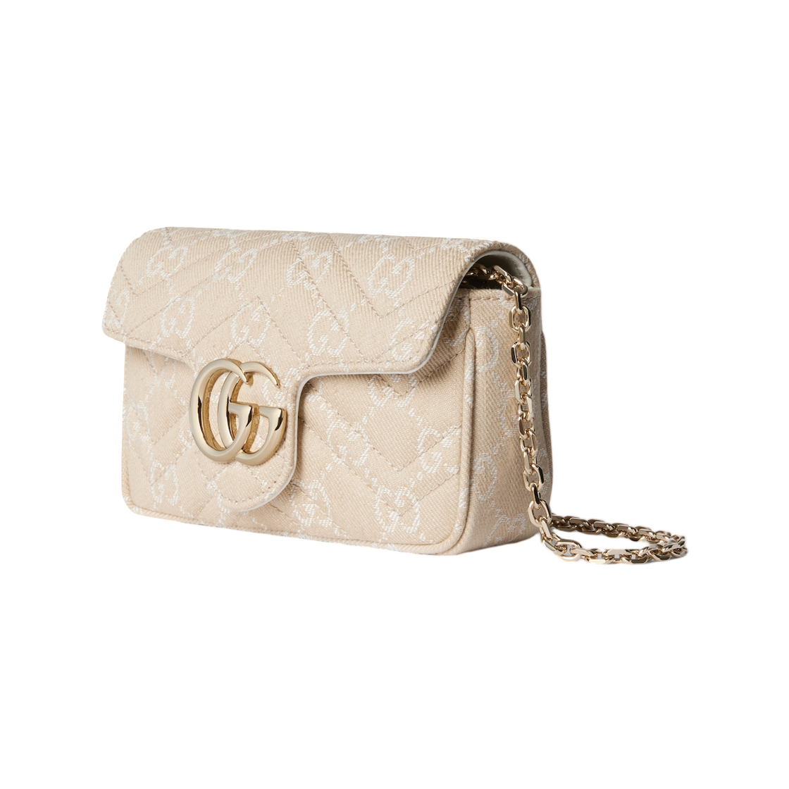 구찌 GG 마몽 미니 숄더백 토프 화이트 데님(Gucci GG Marmont Mini Shoulder Bag Taupe White Denim) - 2