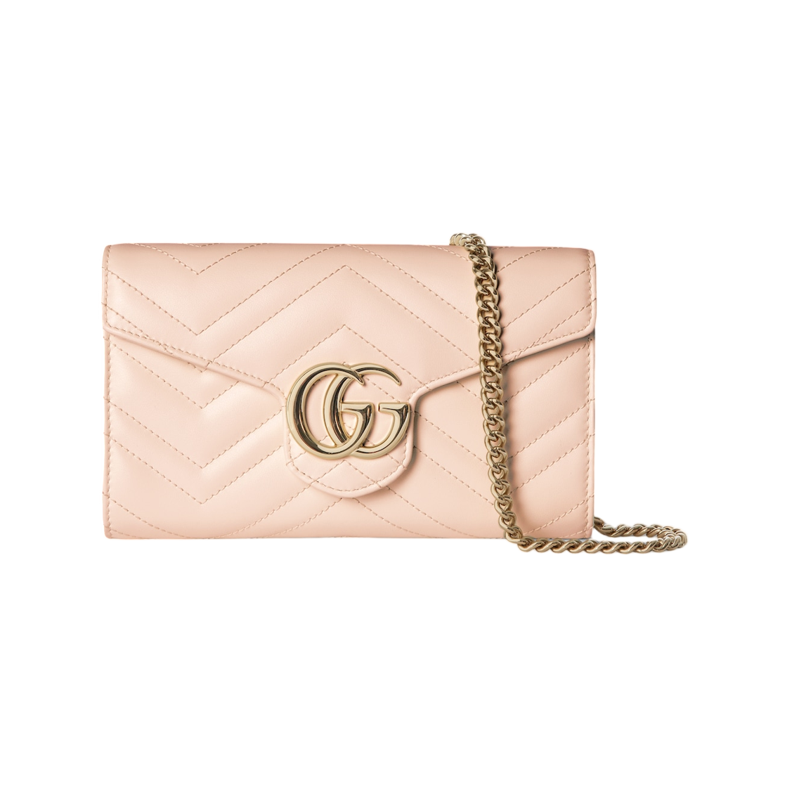 837745-AAET8-6823 Gucci GG Marmont Wallet On Chain Pink