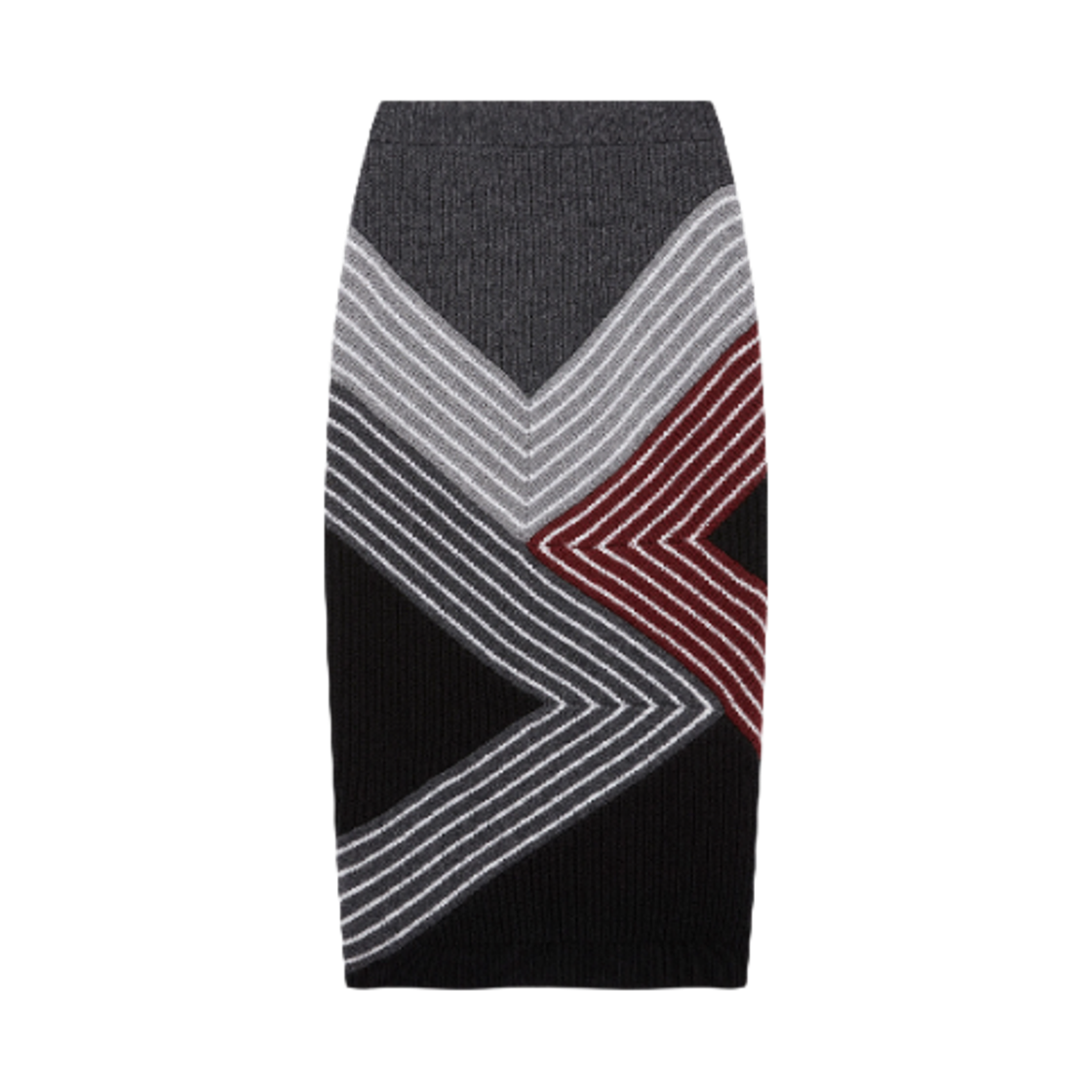 6K02683S23598490 (W) Stella McCartney Stella By Stella 3D Stripes Wool Midi Skirt Multicolor