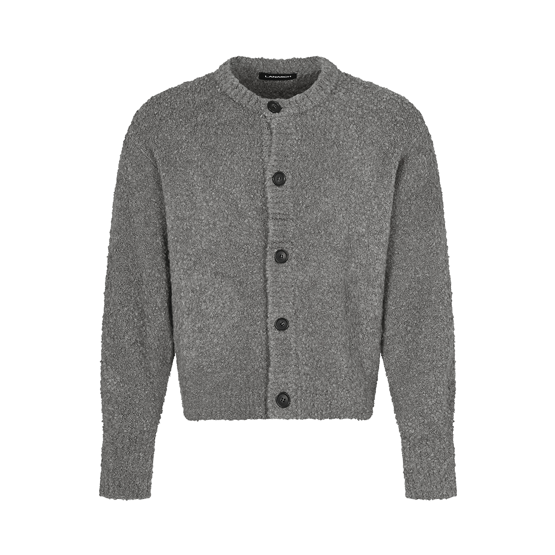 랜 아카이브 0083 부클 라운드 넥 가디건 - 차콜(LAN ARCHIVE 0083 Boucle Round Neck Cardigan - Charcoal)