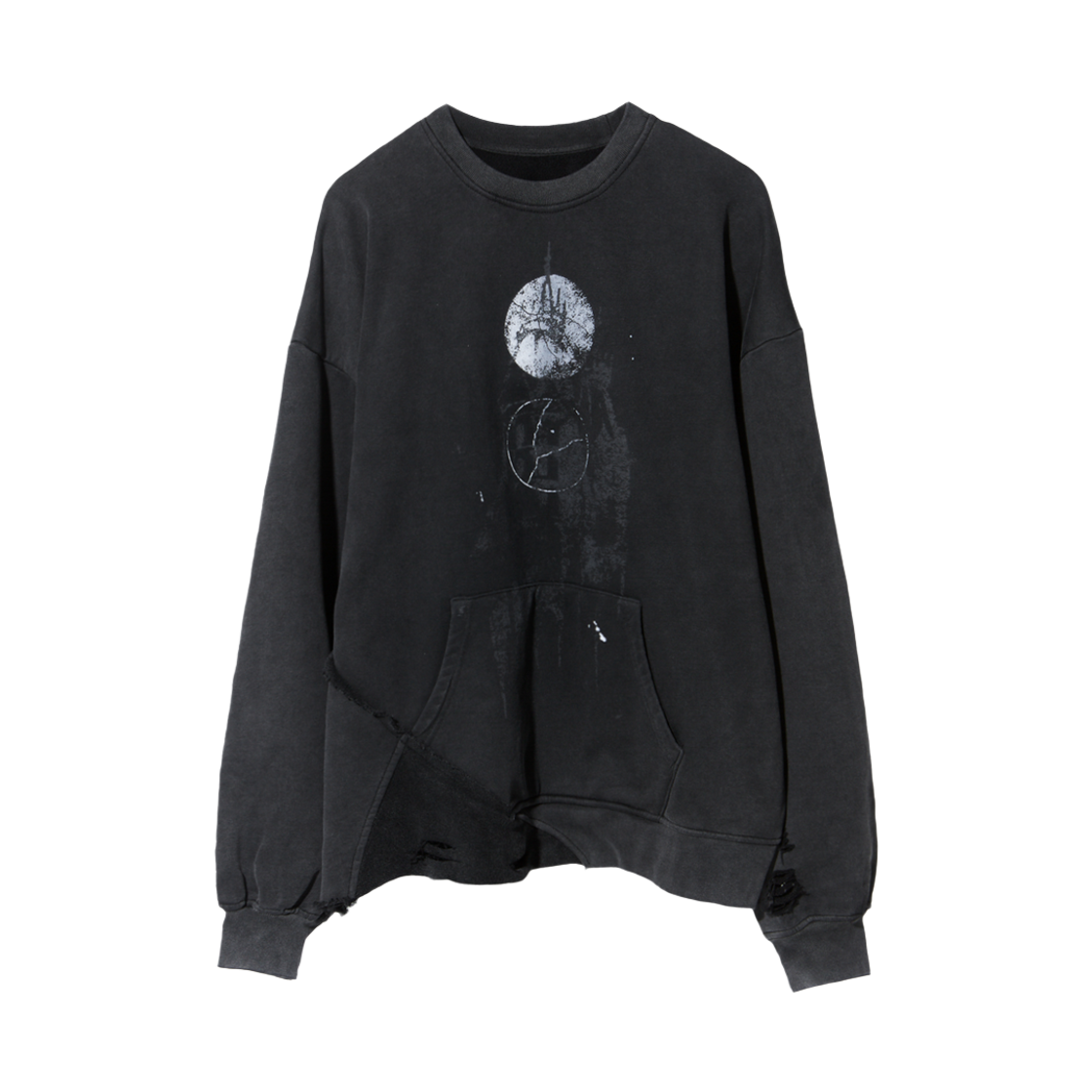 코드 디플렉션 데미지드 스웻셔츠 블랙(Cord Deflection Damaged Sweat Shirts Black)