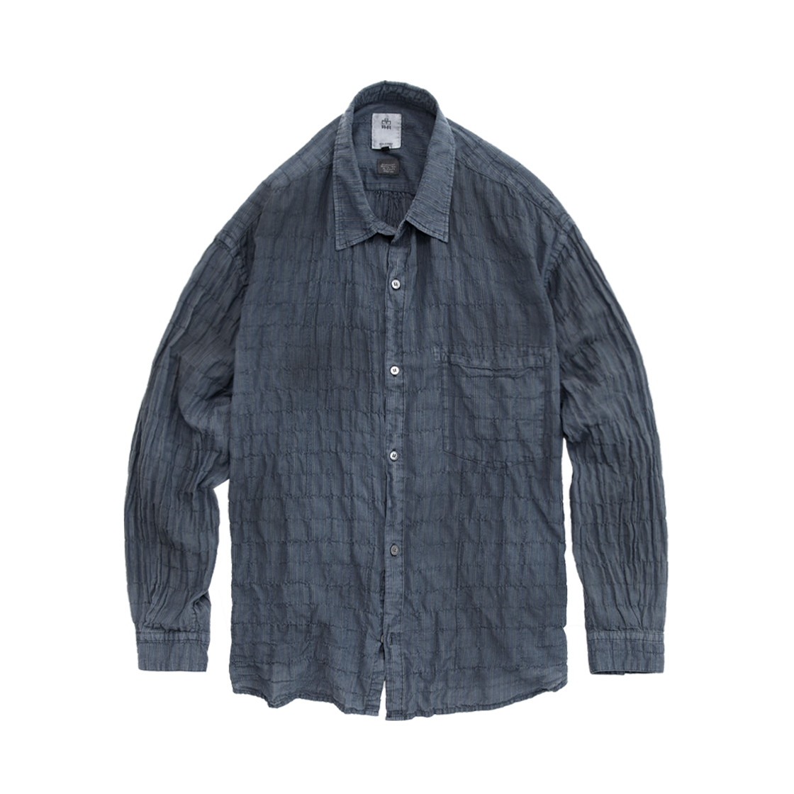 폴리테루 스트라이프 셔츠 더티 다이드 블루 (재패니즈 패브릭)(Polyteru Striped Shirts Dirty Dyed Blue (Japanese Fabric))