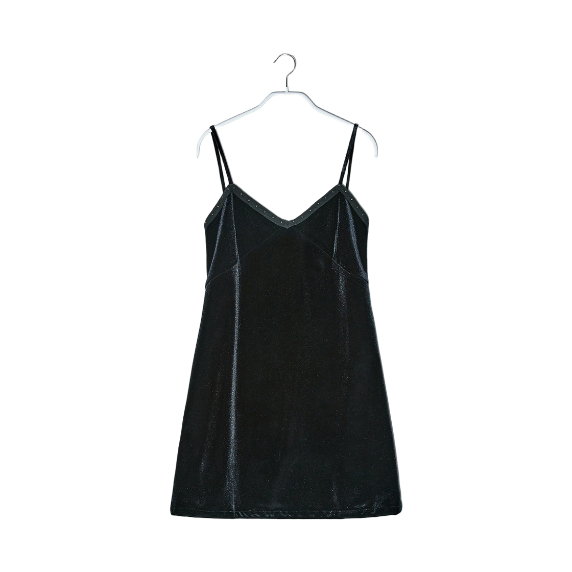 BEWTOP001BK Enor Women Velvet Stud Mini Dress Black