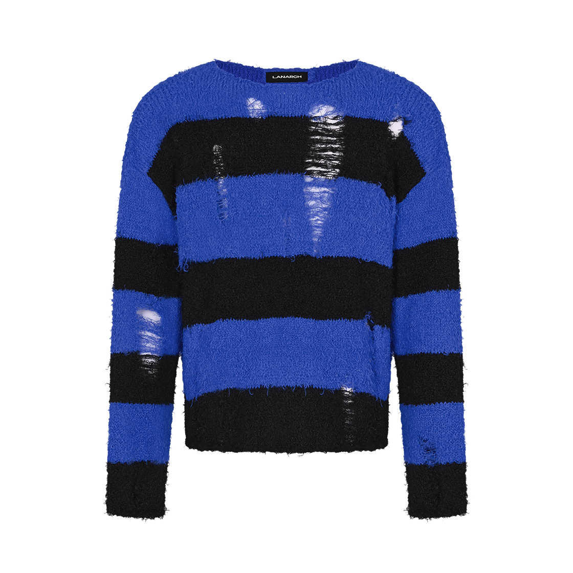 랜 아카이브 0084 디스트로이드 스트라이프 니트 - 블루(LAN ARCHIVE 0084 Destroyed Stripe Knit - Blue)