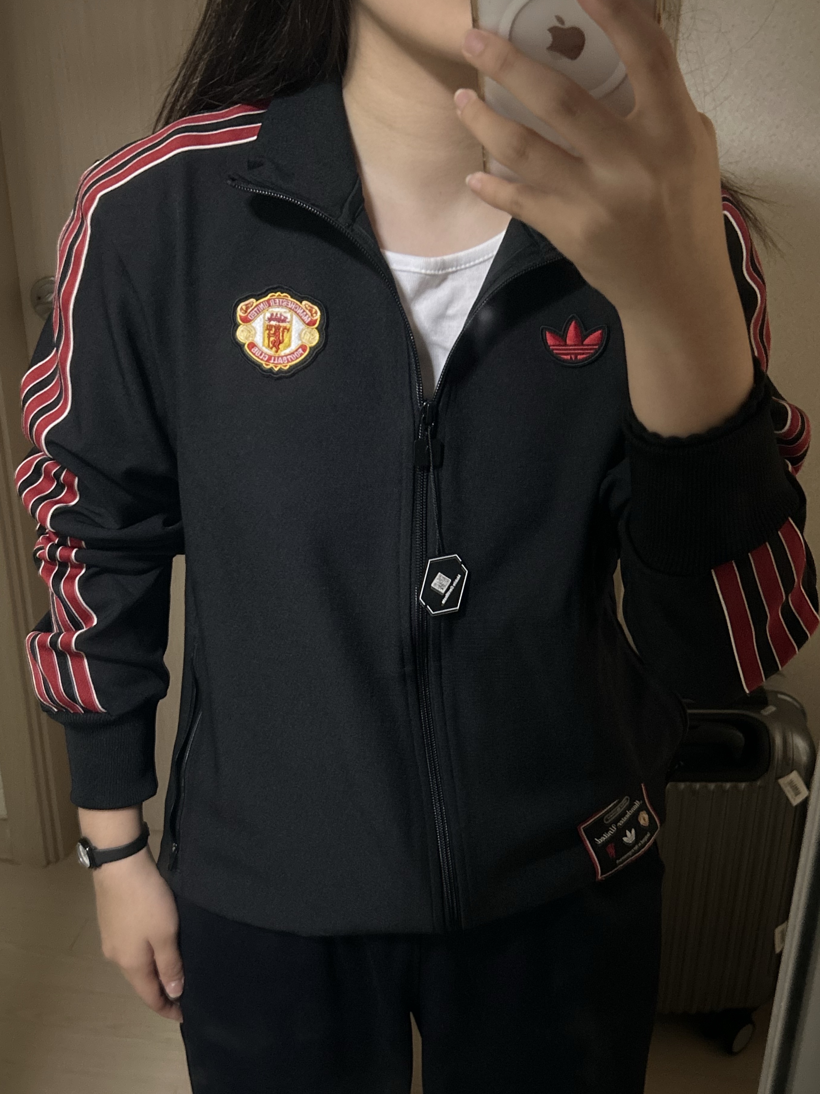 Adidas Manchester United Terrace Icon Track Top Black - KR Sizing 착용 스타일 - 2