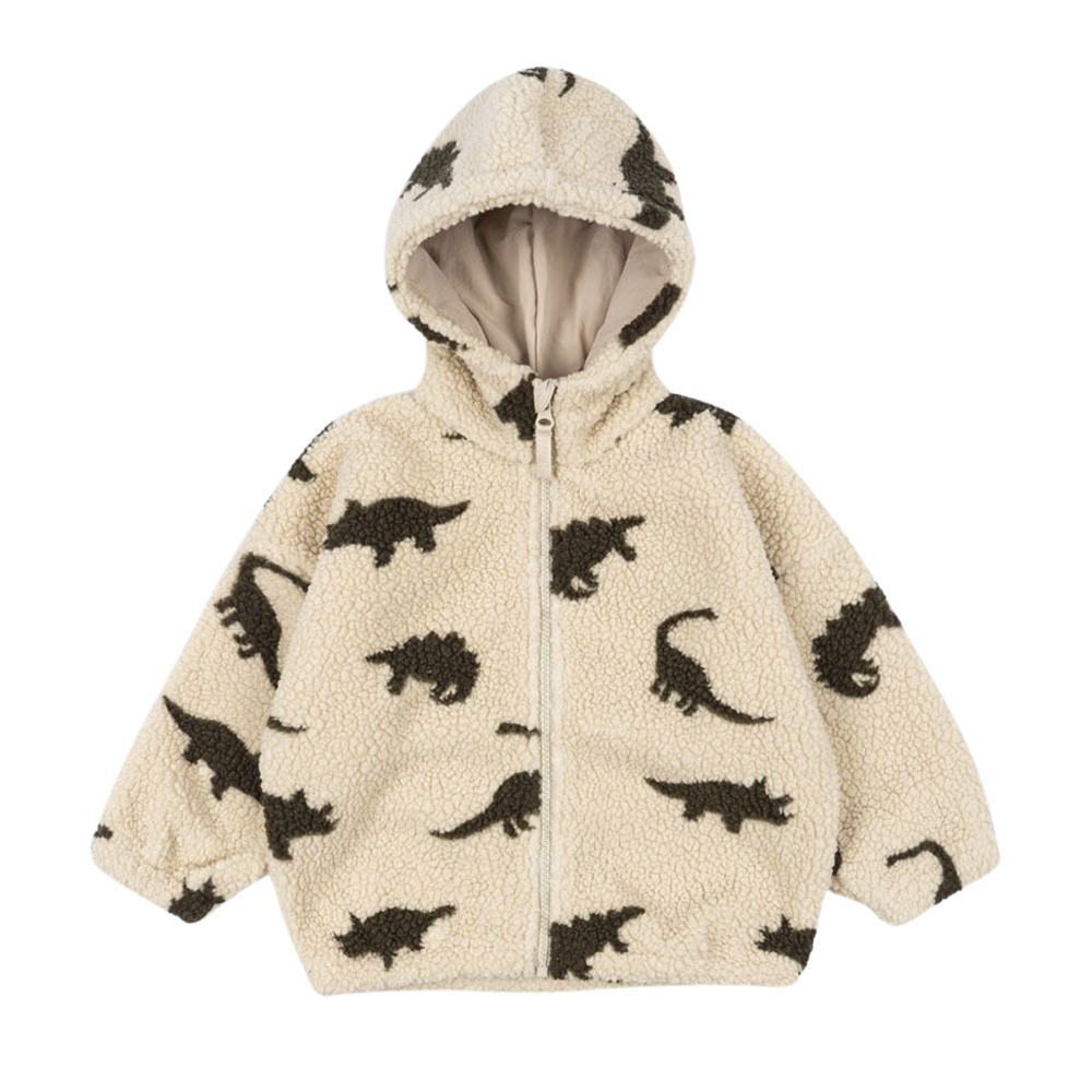 KS104068 DINO SILHOUETTE Konges Sløjd Jody Teddy Hoodie Grs Dino Silhouette
