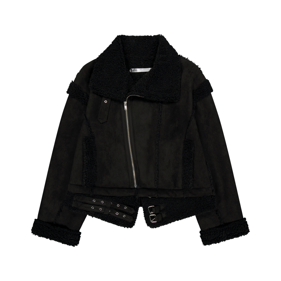 오호스 디테처블 퍼 시어링 자켓 블랙(OJOS Detachable Fur Shearling Jacket Black)