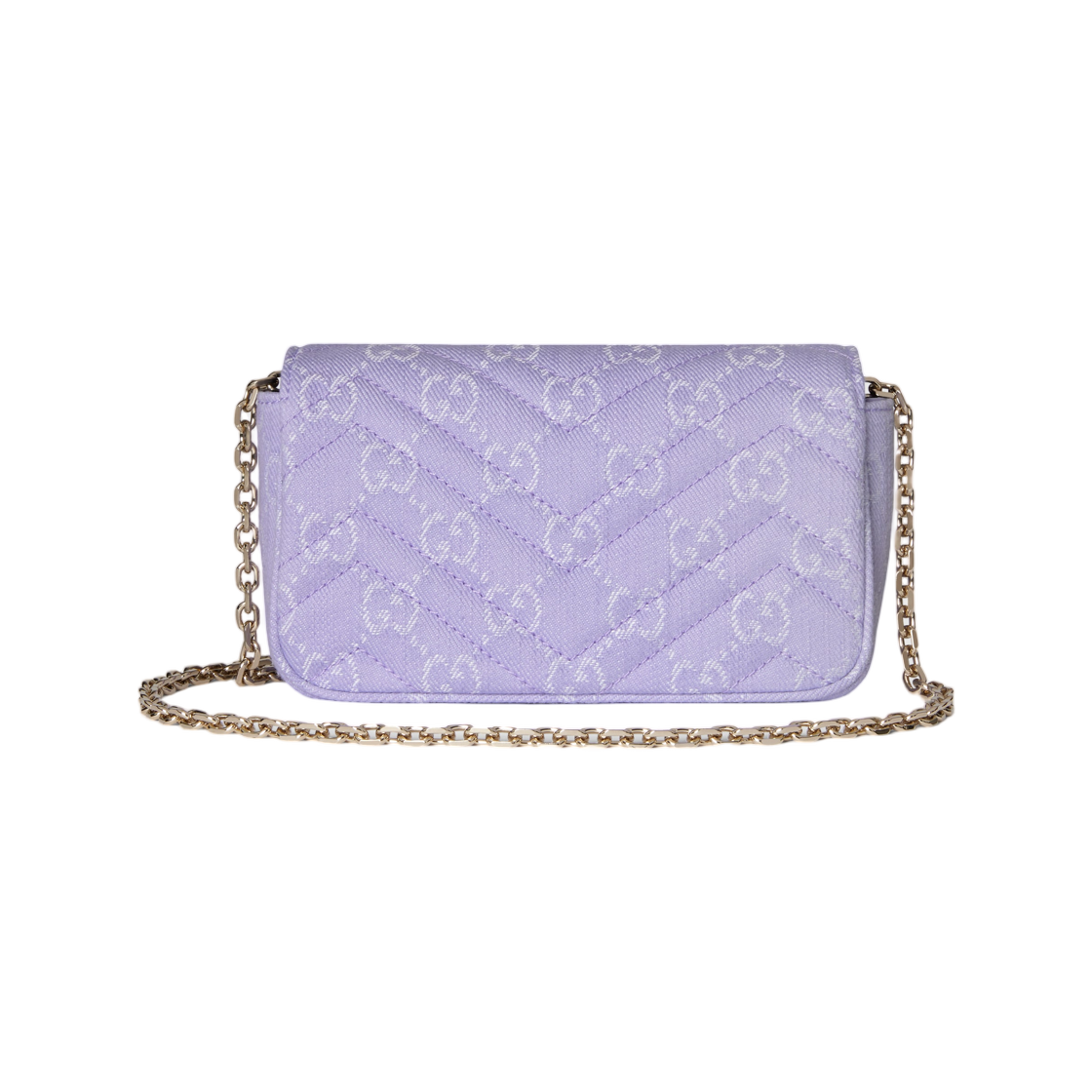 구찌 GG 마몽 미니 숄더백 라일락 화이트 데님(Gucci GG Marmont Mini Shoulder Bag Lilac White Denim) - 3