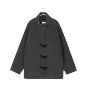 Enor Women High Neck Wool Duffle Coat Dark Grey