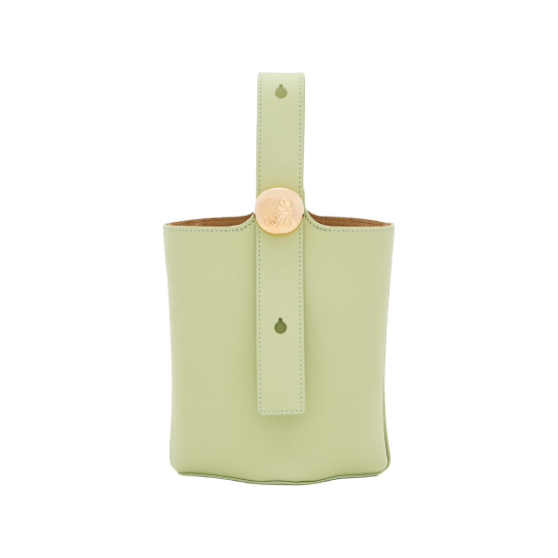 AANBBBMX01-3916 Loewe Mini Pebble Bucket Bag in Smooth Calfskin Verde
