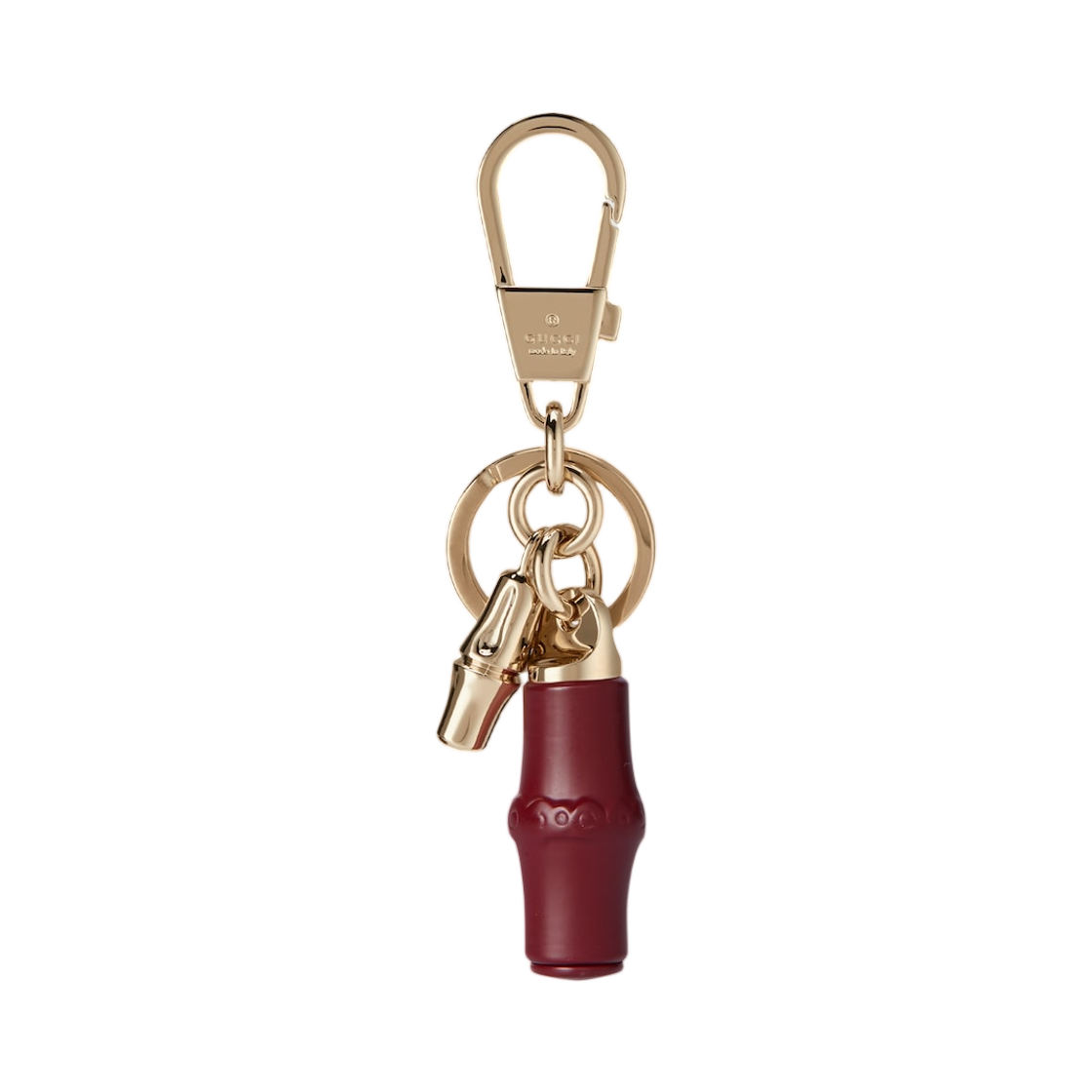 828187-IAAFM-8081 Gucci Keychain with Bamboo Details Rosso Ancora Red