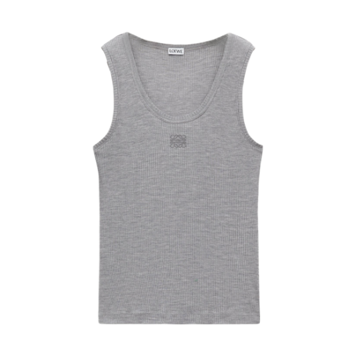 (W) 로에베 실크 애너그램 탱크 탑 그레이 멜란지((W) Loewe Silk Anagram Tank Top Grey Melange) - 1