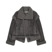 OJOS Detachable Fur Shearling Jacket Charcoal