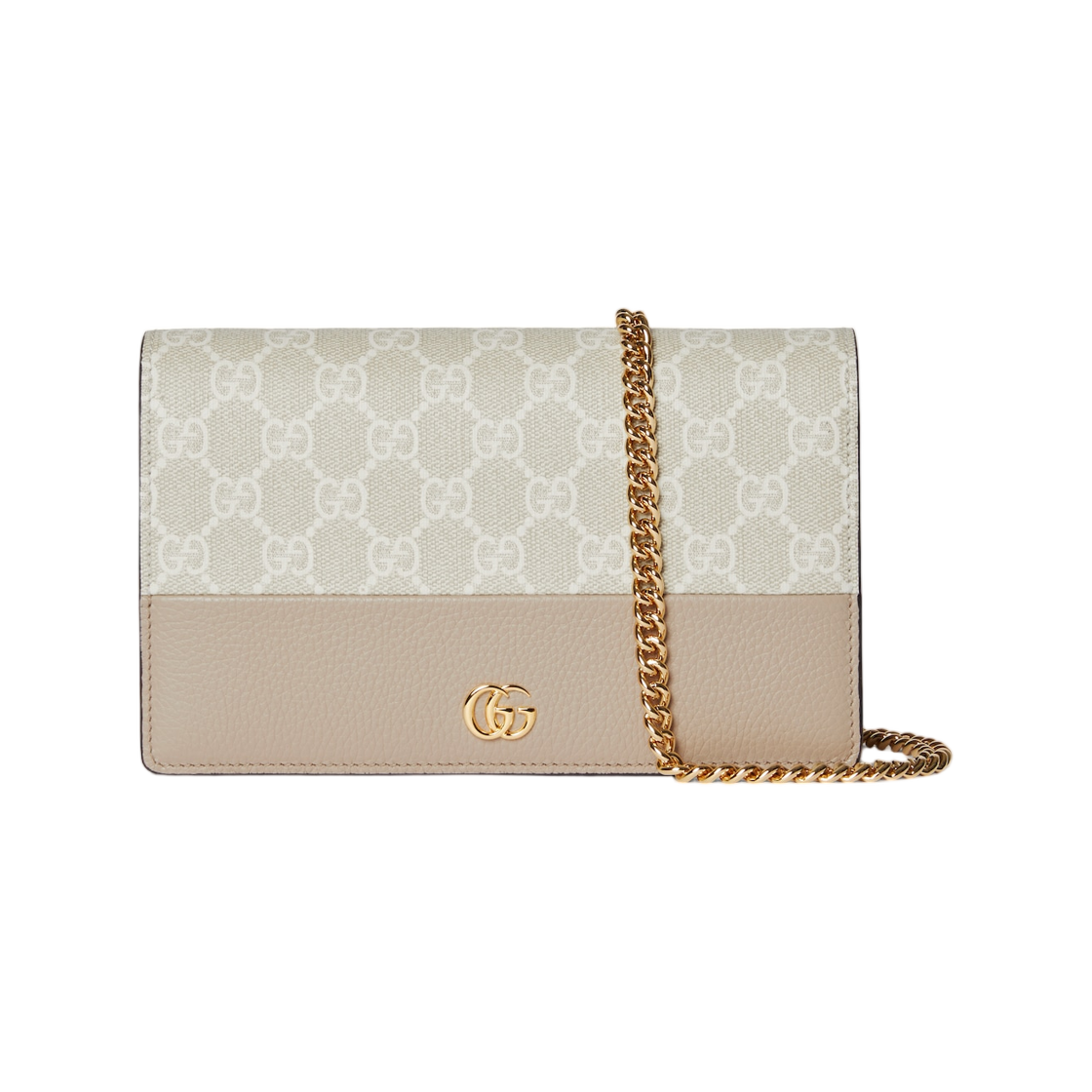 497985-AAE5E-9549 Gucci GG Marmont Wallet On Chain Beige White