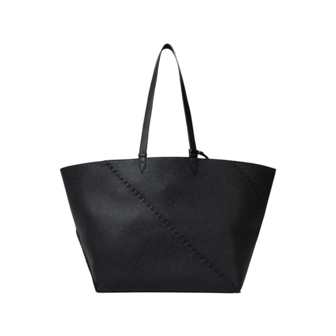 7VA655AU4EF1RYO Fendi Diagonal Large Cuoio Romano Leather Selleria Bag Black