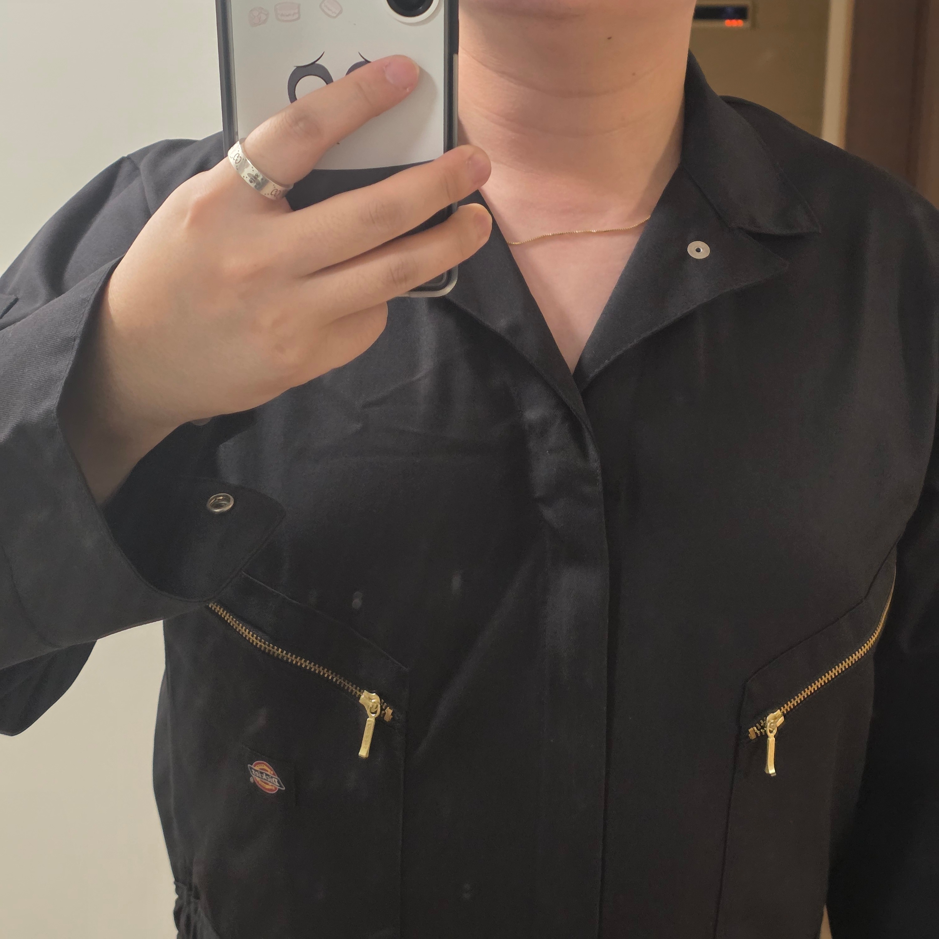 Dickies Deluxe Blended Long Sleeve Regular Coveralls Black, Crystal Haze Box Chain Gold 착용 스타일