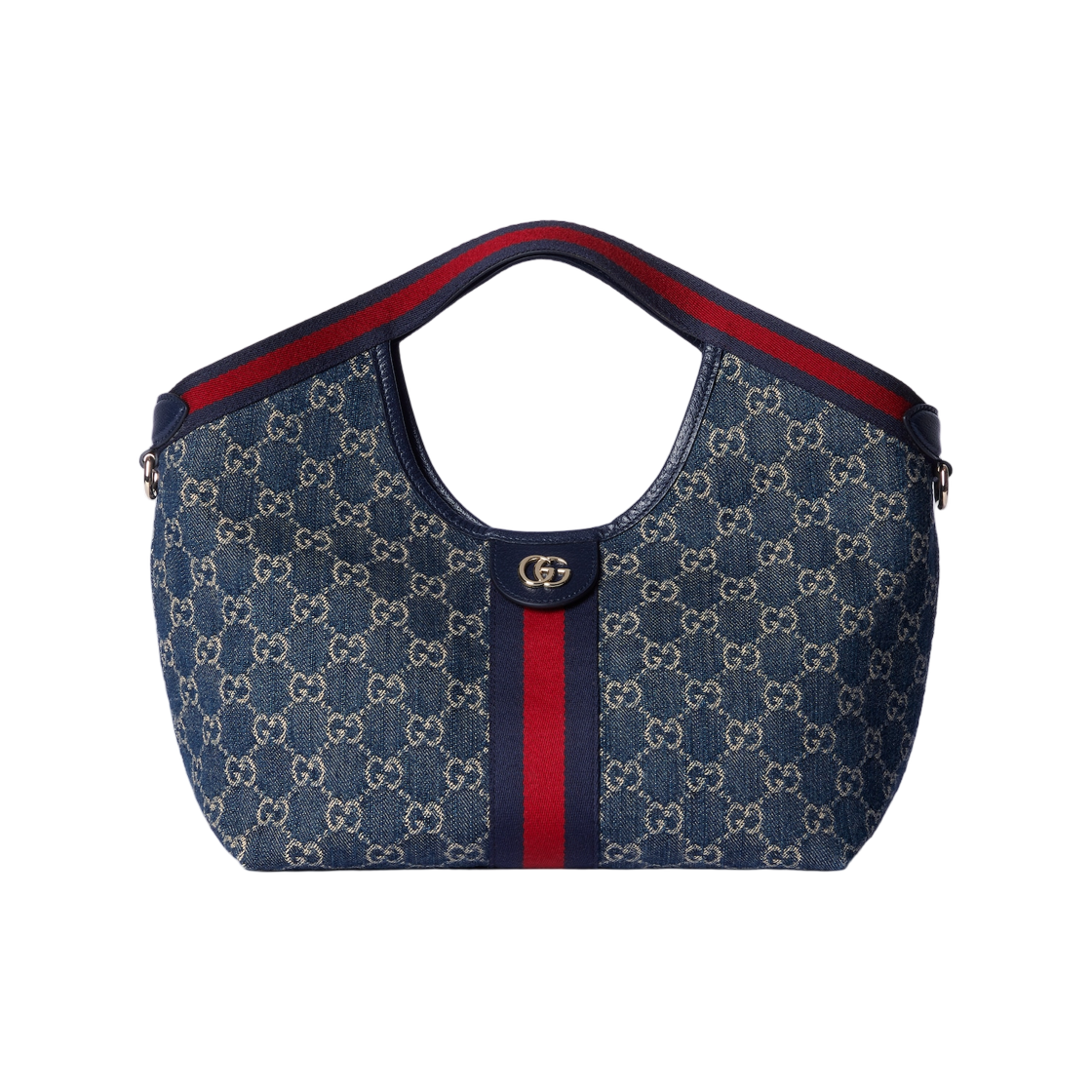 구찌 질리오 스몰 토트백 블루 화이트 데님(Gucci Giglio Small Tote Bag Blue White Denim) - 1
