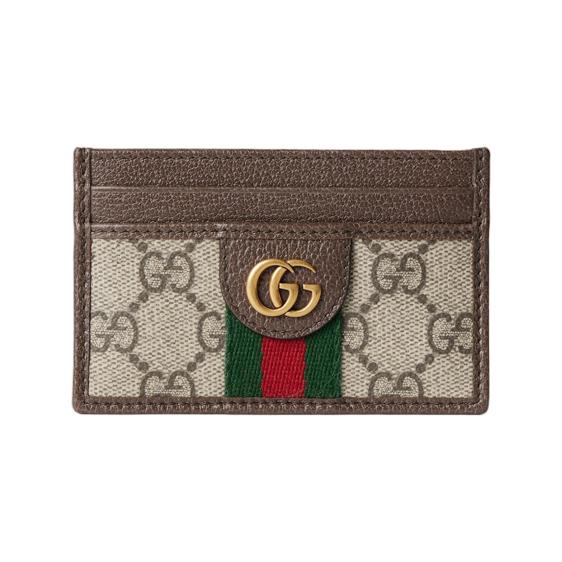 834795-FAEOI-9746 Gucci Ophidia Card Case Beige Dark Brown