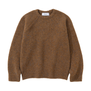Knitted Boucle Reglan Crop Round Knit Camel
