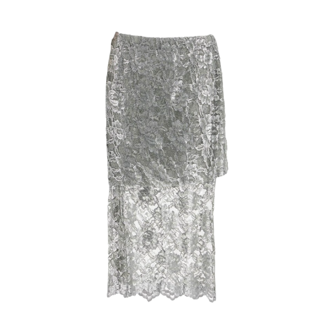 (W) 디 아티코 미디 레이스 스커트 실버((W) The Attico Midi Lace Skirt Silver)