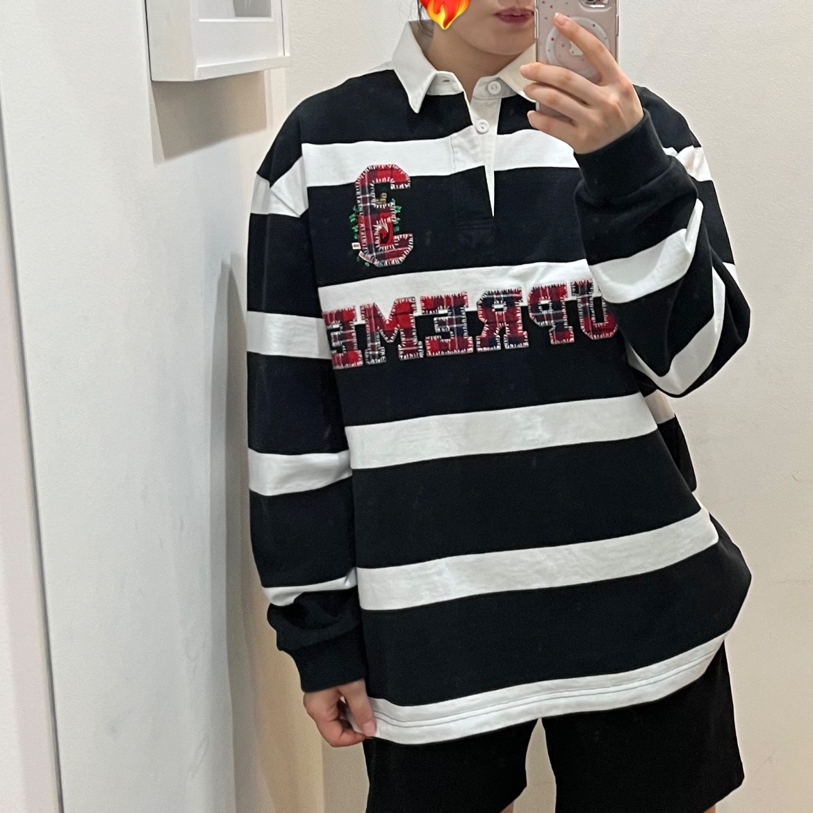 Supreme Stripe Rugby Black - 25FW 착용 스타일