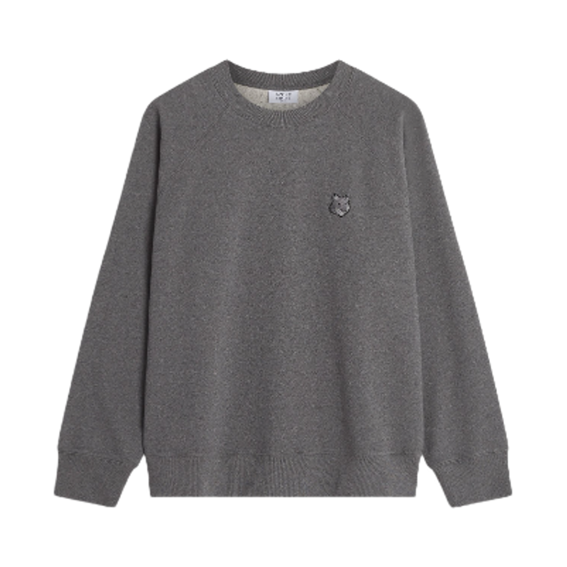 PM00306KM0340-H170 Maison Kitsune Fox Head Oversize Sweatshirt Dark Grey Melange