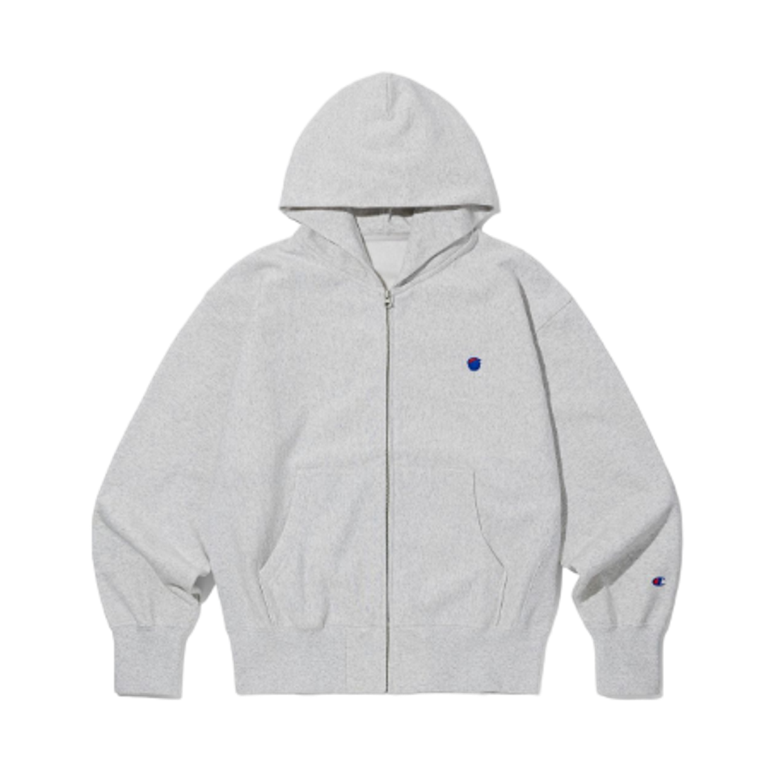 챔피온 x 빠더너스 리버스 위브 BDNS 로고 후드 집업 라이트 그레이(Champion x BDNS Reverse Weave BDNS Logo Hoodie Zip-Up Light Grey)