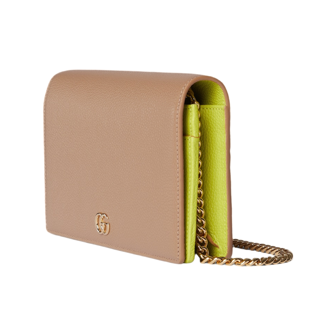 구찌 GG 마몽 월렛 온 체인 베이지 브라이트 그린(Gucci GG Marmont Wallet On Chain Beige Bright Green) - 2