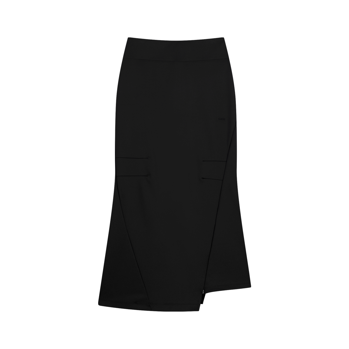오호스 어시메트릭 머메이드 저지 스커트 블랙(OJOS Asymmetric Mermaid Jersey Skirt Black)