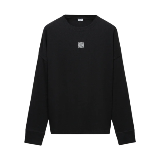 H526Y22XAY-1100 Loewe Cotton Oversized Fit Long Sleeve T-Shirt Black